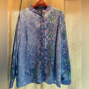 Bob Mackie XL Women’s Blouse - Blue and purple floral design